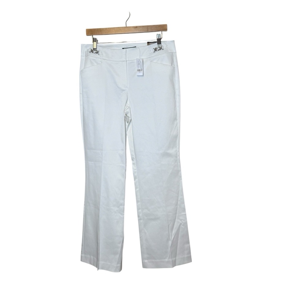 7th‎ Avenue New York & Co Womens Dress Pants Size 8 White Bootcut Leg Mid-Rise
